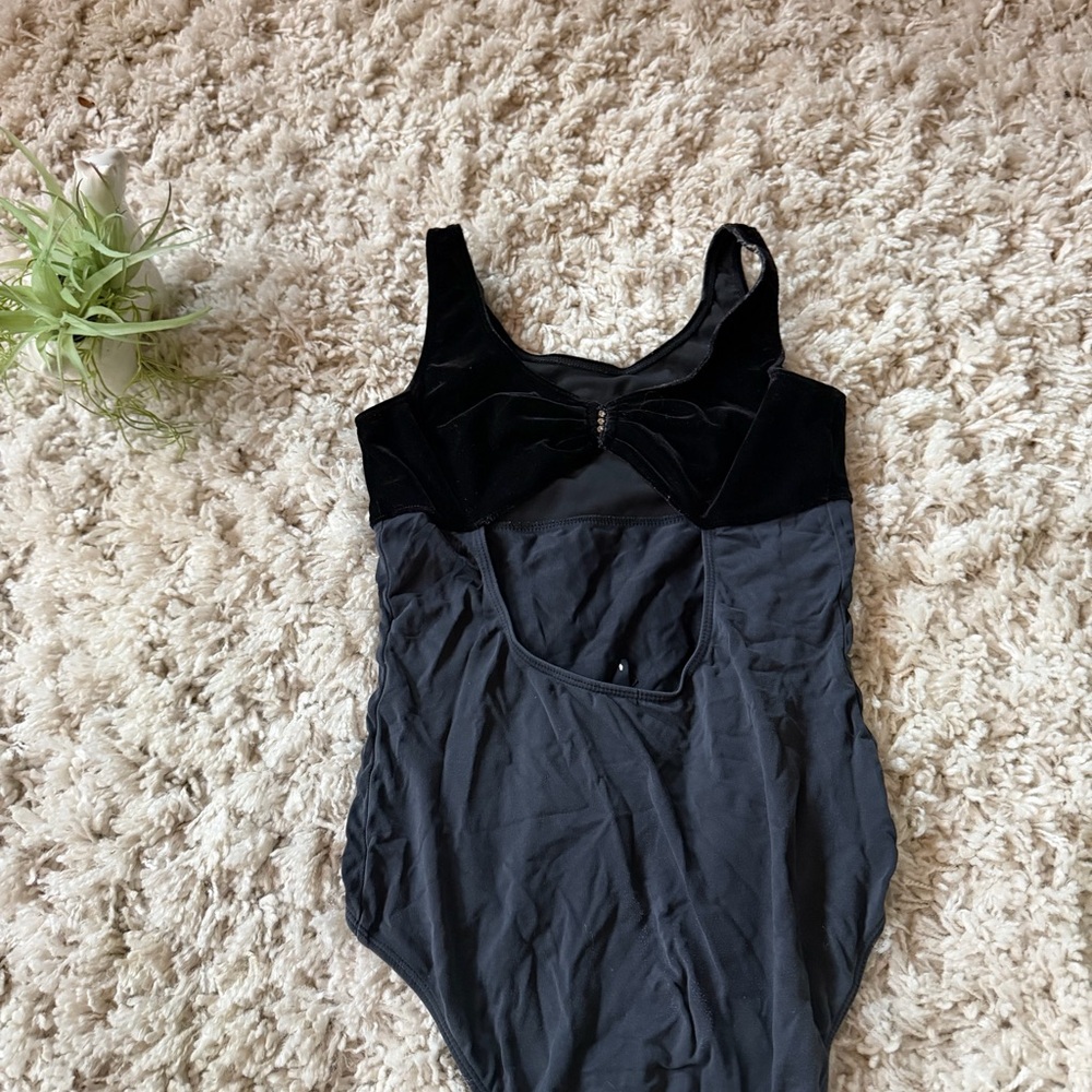 Sophisticated Black and Gray Women's Shapewear velvet vintage cute Bodysuit